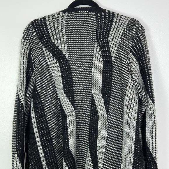 BCBGMAXAZRIA Wool Blend Gray & Black Open Front Waterfall Cardigan Sweater XL - Picture 10 of 12